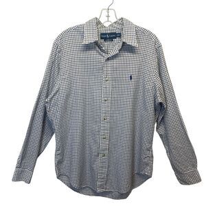 Ralph Lauren Button Shirt Men's Size M  White Striped Classic Fit Preppy Career